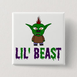 Lil' Beast Goblin Paars en Green Driving Font Vierkante Button 5,1 Cm