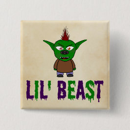 Lil' Beast Goblin Paars en Green Driving Font Vierkante Button 5,1 Cm