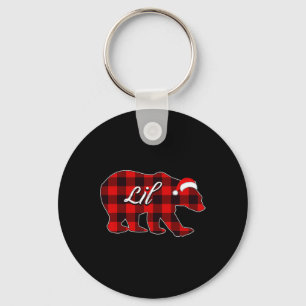 Lil Beer Rood Plaid Kerst Pajama Beer Familie Xm Sleutelhanger