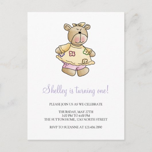 Lil' Beren · Baby Girl Yellow Dress Briefkaart (Voorkant)