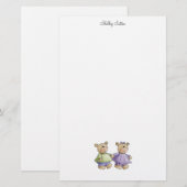 Lil' Beren ・ Baby Twins Green & Paars Briefpapier (Voorkant / Achterkant)