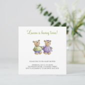 Lil' Beren ・ Baby Twins Green & Paars Kaart (Staand voorkant)