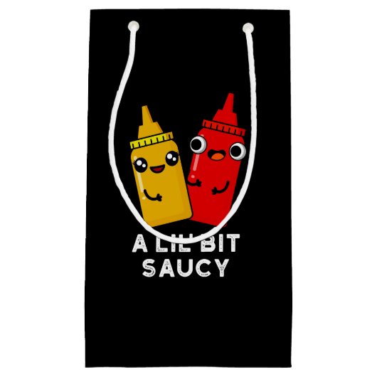Lil Bit Saucy Funny Sauce Pun Dark BG Klein Cadeauzakje (Voorkant)