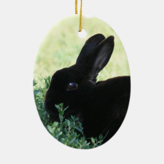Lil Black Bunny Keramisch Ornament (Achterkant)