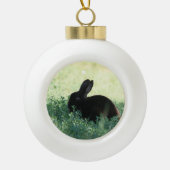 Lil Black Bunny Keramische Bal Ornament (Voorkant)