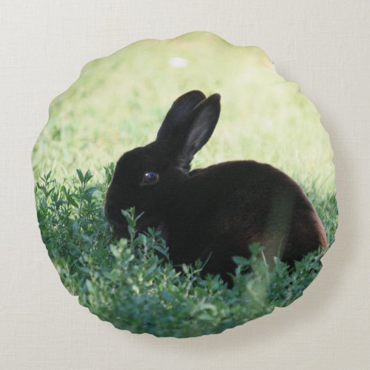 Lil Black Bunny Rond Kussen (Achterkant)
