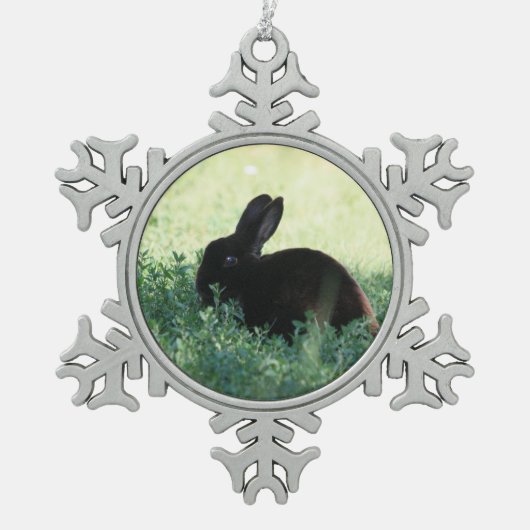 Lil Black Bunny Tin Sneeuwvlok Ornament (Voorkant)