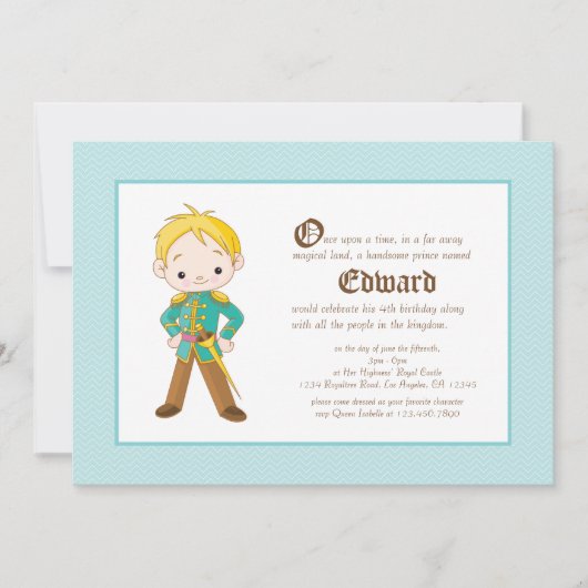 Li'l Blonde Prince Royal Birthday Invitation Kaart (Voorkant)