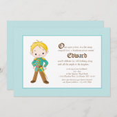 Li'l Blonde Prince Royal Birthday Invitation Kaart (Voorkant / Achterkant)