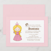 Li'l Blonde Princess Royal Birthday Invitation Kaart (Voorkant / Achterkant)