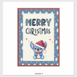 Lil Blue Cutie zegt "Vrolijk Kerstfeest" Sticker