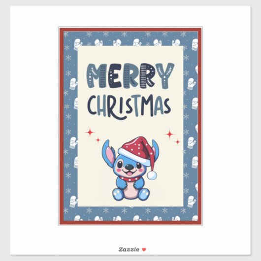 Lil Blue Cutie zegt "Vrolijk Kerstfeest" Sticker (Vel)