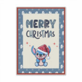 Lil Blue Cutie zegt "Vrolijk Kerstfeest" Sticker (Voorkant)