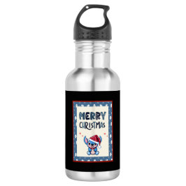 Lil Blue Cutie zegt "Vrolijk Kerstfeest" Waterfles