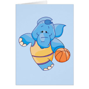 Lil Blue Elephant Basketball Blank Kaart