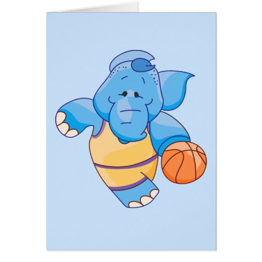 Lil Blue Elephant Basketball Blank Kaart (Voorkant)