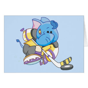 Lil Blue Elephant Hockey Blank Card