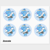Lil Blue Elephant Karate Ronde Sticker (Vel)