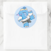 Lil Blue Elephant Karate Ronde Sticker (Tas)