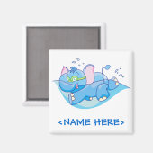 Lil Blue Elephant Swimming Magneet (Voorkant / Achterkant)