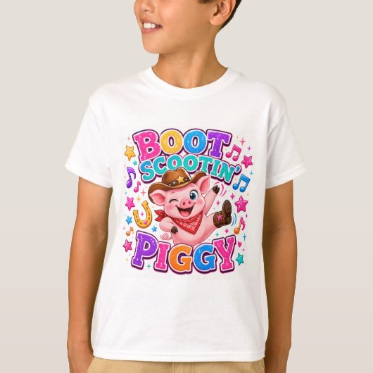 Lil' Boot Scootin' Biggetje T-Shirt (Voorkant)