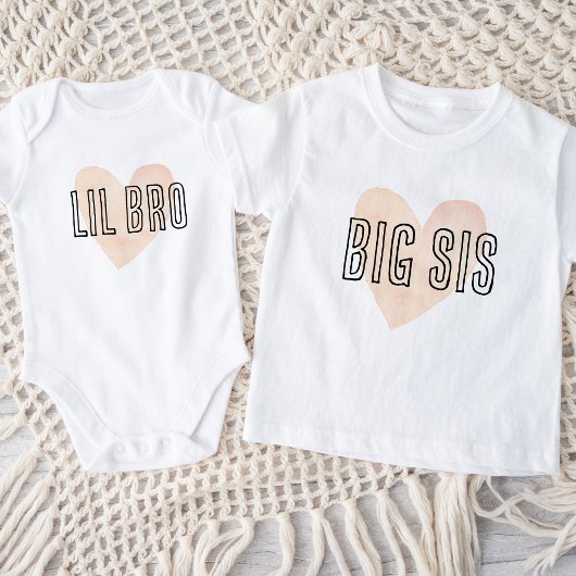 Lil Bro Blush Hart Matching Verwant Familie Romper