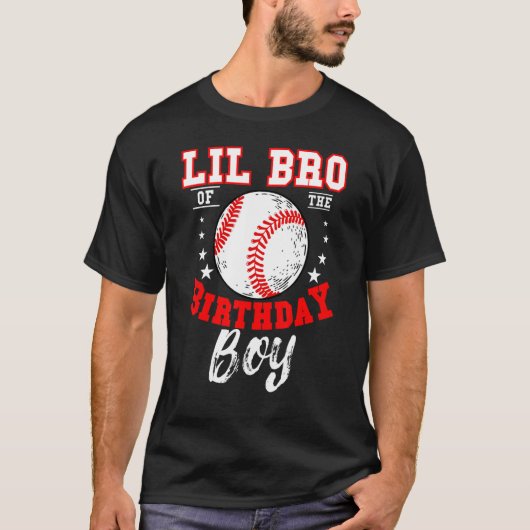 Lil Bro the Birthday Boy Baseball Theme Bday Ce T-shirt (Voorkant)