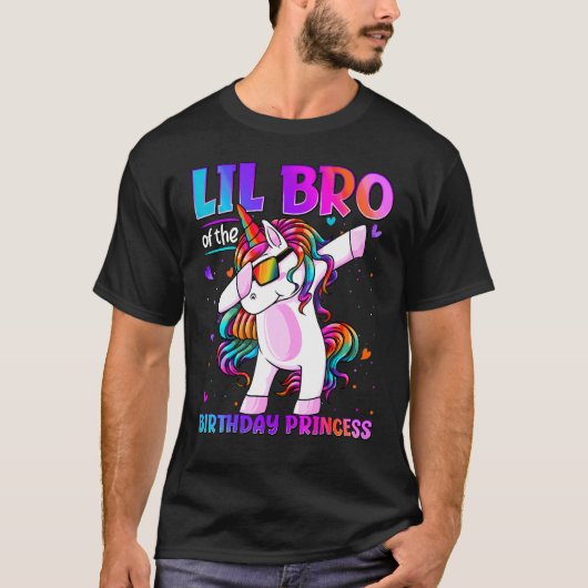 Lil Bro van de Birthday prinses Dabbing Unicorn L. T-shirt (Voorkant)