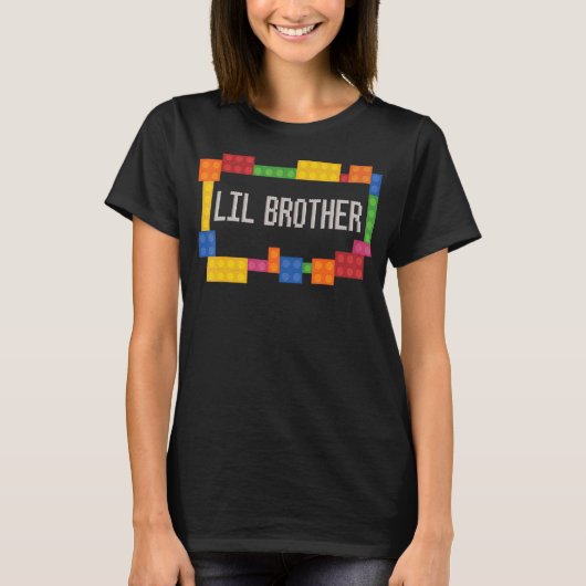 Lil Brother Blocks Master Brick Builder Birthday T-shirt (Voorkant)