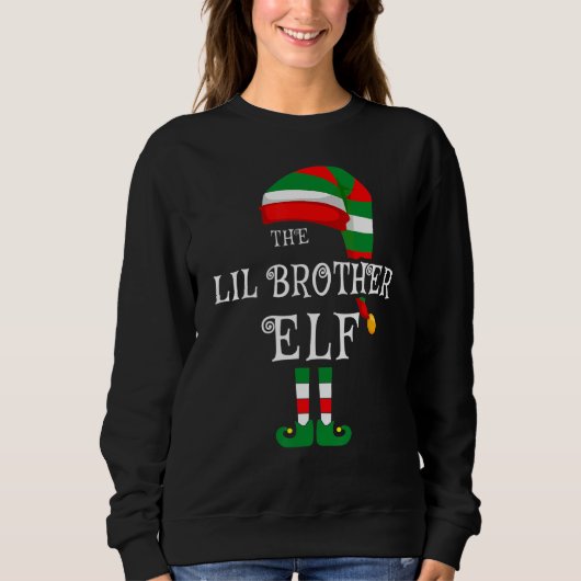 Lil Brother Elf Family Kerstmis Matching Pajamas Trui (Voorkant)