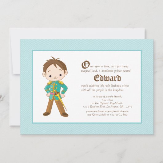 Li'l Brunette Prince Royal Birthday Invitation Kaart (Voorkant)