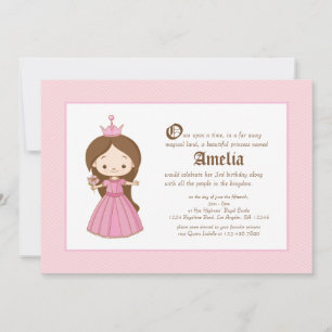 Li'l Brunette Princess Royal Birthday Invitation Kaart