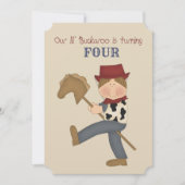 Lil' Buckaroo (bruin haar) Birthday Party Invite Kaart (Voorkant)