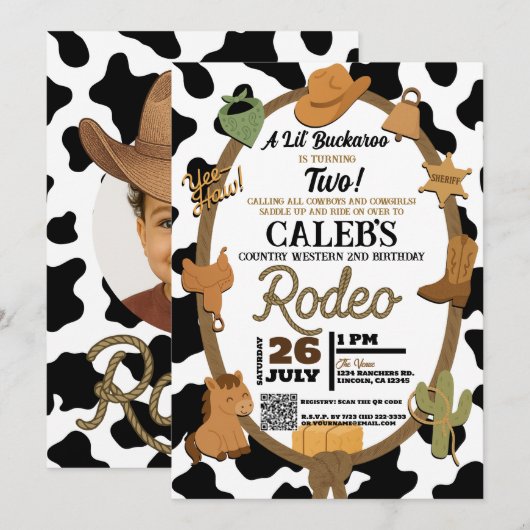 Lil' Buckaroo Country Western Rodeo Verjaardag Kaart (Voorkant / Achterkant)