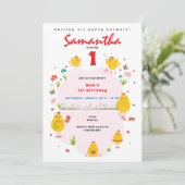 Lil' Chick Easter Chicken Boerderij Roze Meisje Ve Kaart (Staand voorkant)