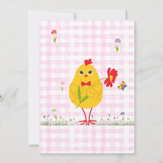 Lil' Chick Easter Chicken Boerderij Roze Meisje Ve Kaart (Achterkant)