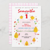 Lil' Chick Easter Chicken Boerderij Roze Meisje Ve Kaart (Voorkant / Achterkant)