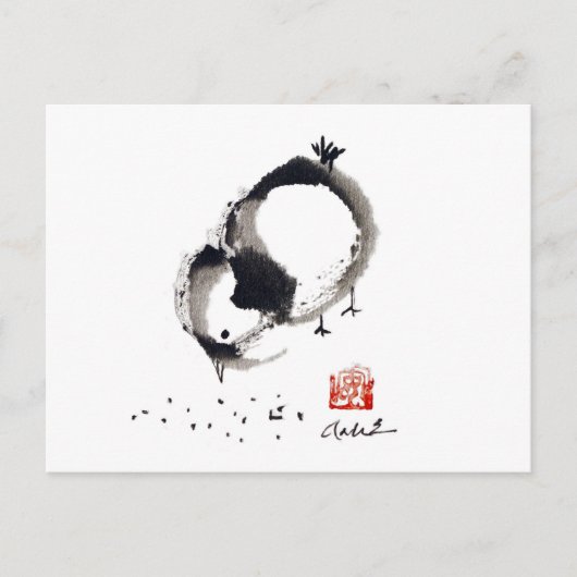 Lil Chick, Sumi-e door Andrea Erickson Briefkaart (Voorkant)
