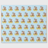 Lil' Cowboy and Teddy Bear Baby shower Cadeaupapier (Vlak)