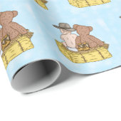 Lil' Cowboy and Teddy Bear Baby shower Cadeaupapier (Rol Hoek)