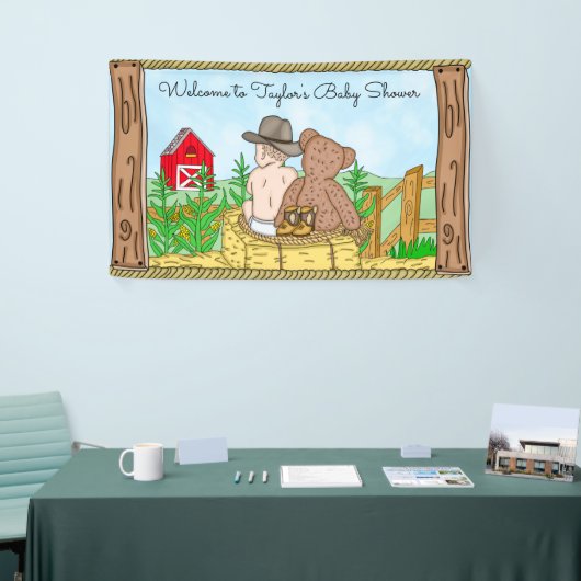 Lil' Cowboy and Teddy Bear Baby shower Spandoek (Beurs)