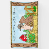 Lil' Cowboy and Teddy Bear Baby shower Spandoek (Verticaal)
