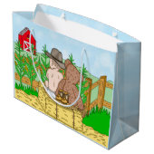 Lil' Cowboy and Teddy Bear Boy's Baby shower Groot Cadeauzakje (Achterkant Gekanteld)