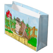 Lil' Cowboy and Teddy Bear Boy's Baby shower Groot Cadeauzakje (Voorkant Gekanteld)