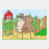 Lil' Cowboy and Teddy Bear Boy's Baby shower Inpakpapier Vel (Voorkant 3)