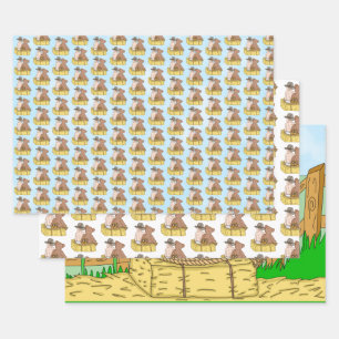 Lil' Cowboy and Teddy Bear Boy's Baby shower Inpakpapier Vel