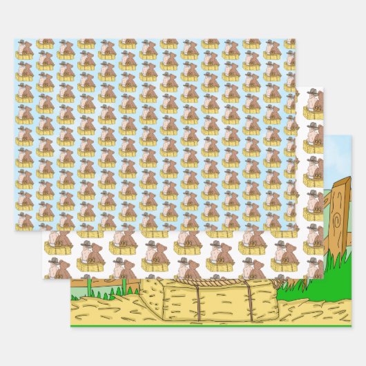 Lil' Cowboy and Teddy Bear Boy's Baby shower Inpakpapier Vel (Set)