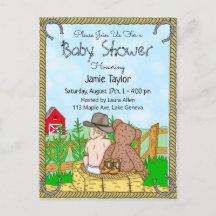 Lil' Cowboy and Teddy Bear Boys Baby shower Invite