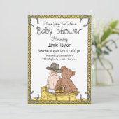 Lil' Cowboy and Teddy Bear Boy's Baby shower Kaart (Staand voorkant)