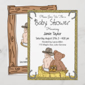 Lil' Cowboy and Teddy Bear Boy's Baby shower Kaart (Voorkant / Achterkant)